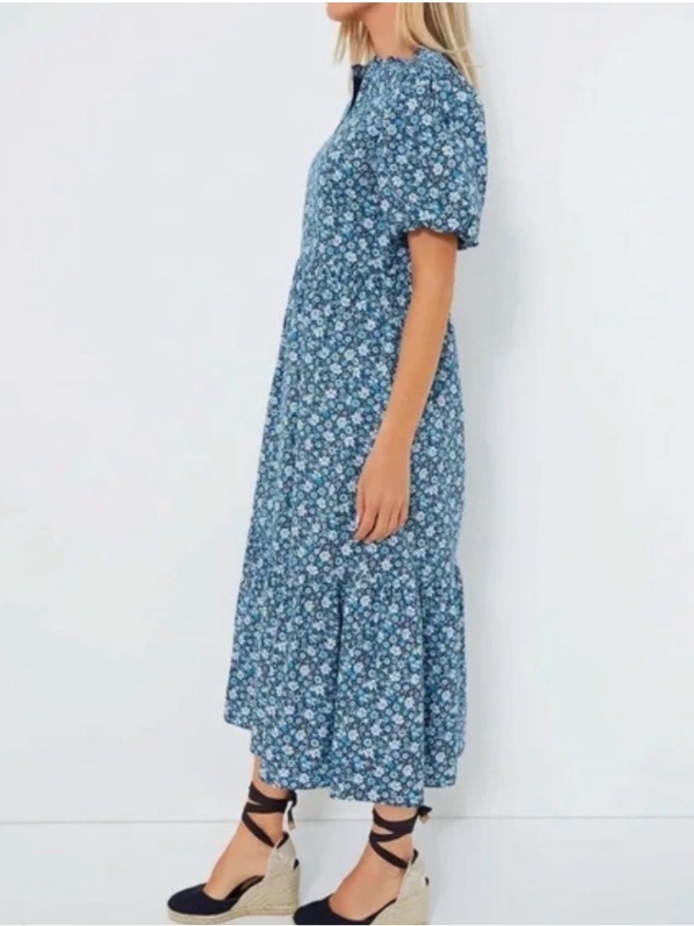 Tuckernuck Hyacinth House Zip Front Bluebells Floral Midi Dress Medium - Picture 2 of 10